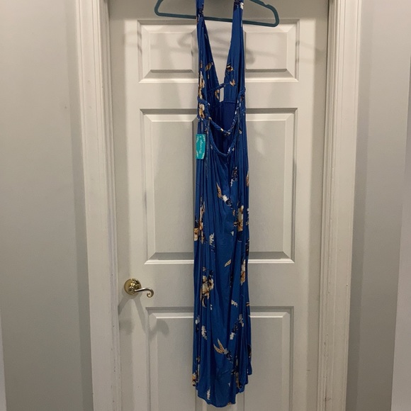 Fringe Blue Halter Maxi Dress NWT - Picture 4 of 5